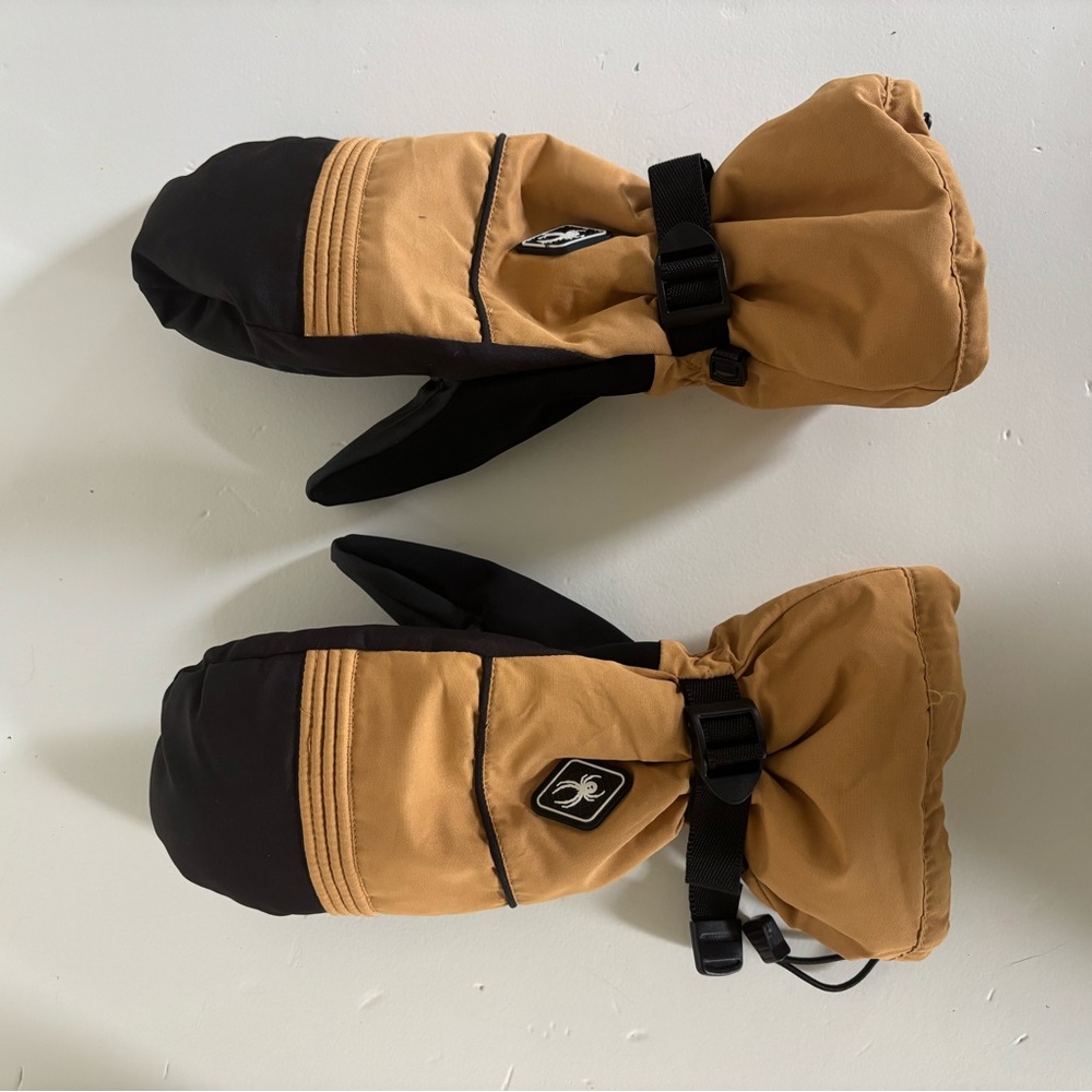 Spyder Men's Two-Tone Brown and Black Ski Mittens